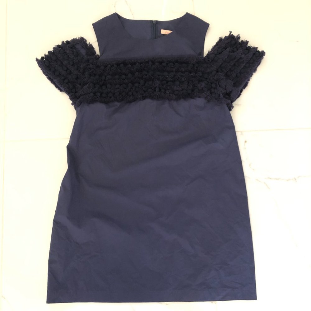 Hutch Navy Blue Textured Sleeve Shift Dress